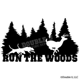 Run the Woods Dogs Chasing coyote Trees Silhouette