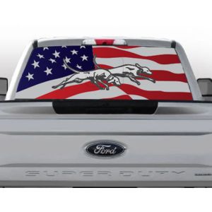 large truck patriot running dogs