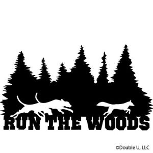 Run the Woods Dogs Chasing coyote Trees Silhouette