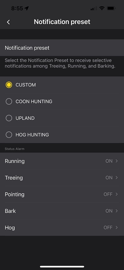 Dogtra Pathfinder 2 Notification Pre-Sets